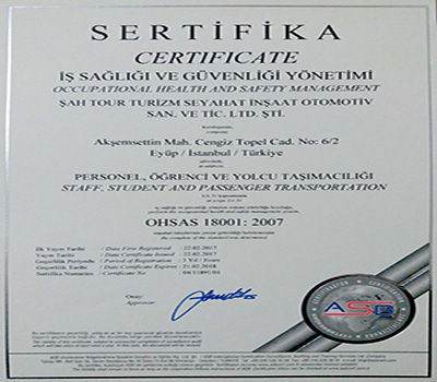 SERTİFİKA - İŞ SAĞLIĞI VE GÜVENLİĞİ YÖNETİMİ